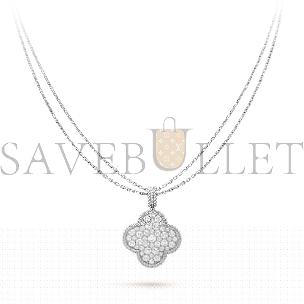 V*n Cl**f & Ar**ls magic alhambra long necklace, 1 motif - white gold, diamond  vcaro49o00